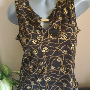 Adrienne Vittadini Gold and Black Tank NWT